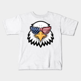 Eagle head with American flag sunglasses Kids T-Shirt